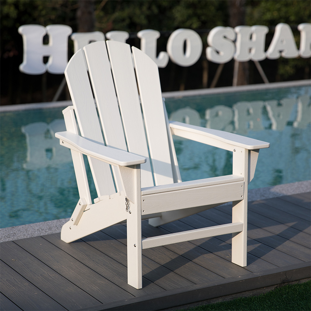 ADM008 صندلی Adirondack تاشو سفید HDPE مقاوم در برابر آب و هوا در چمن باغ پاسیو